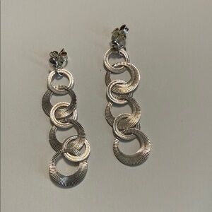 Sterling Silver Multi-Ring Drop Earrings - Women Jewelry